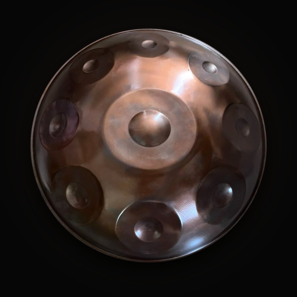 Handpan SHIVAPAN D Kurd 9 de acero inoxidable con acabado ember, segundo instrumento